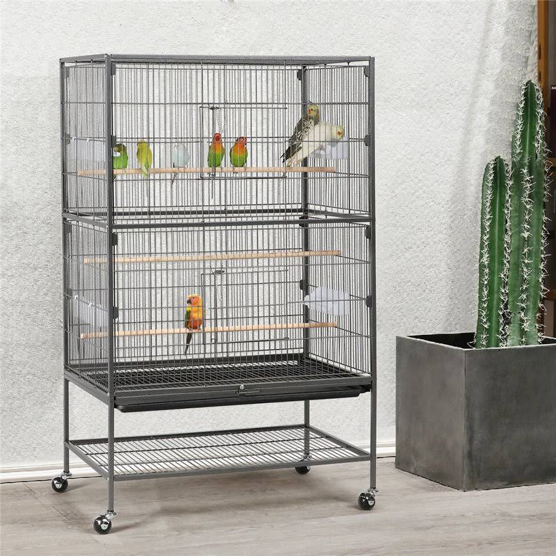 52-in Rolling Bird Cage, Hammered Black C716820