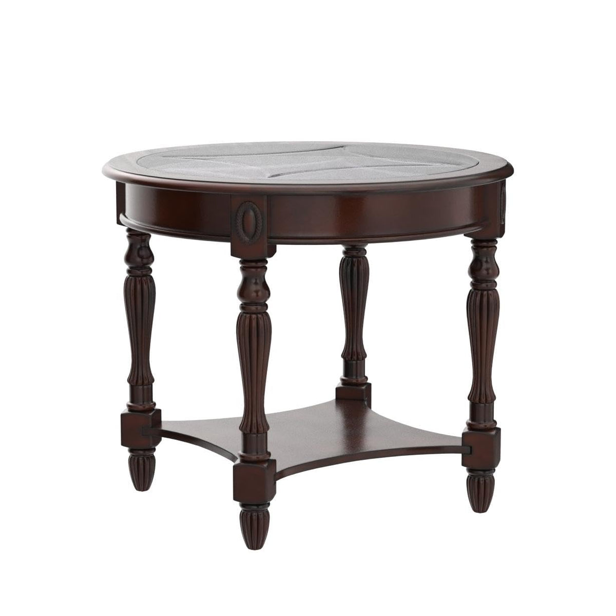 Wood Oval End Table with Glass Top U451