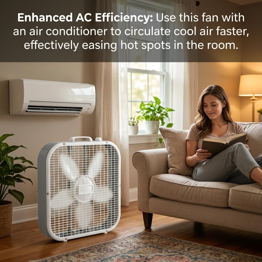 20 Inch 3-Speed Box Fan with Top Handle Z1376