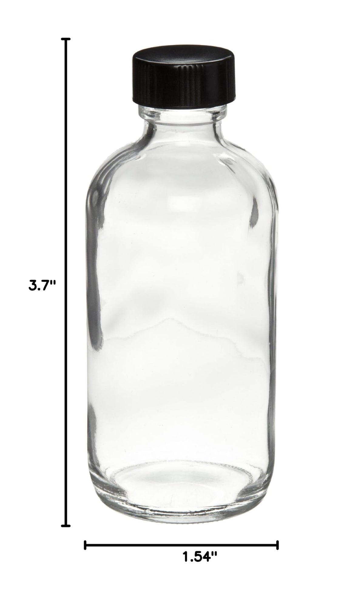 Clear Glass 2oz Boston Round Bottle with Black Screw Cap, Case of 24 U860962