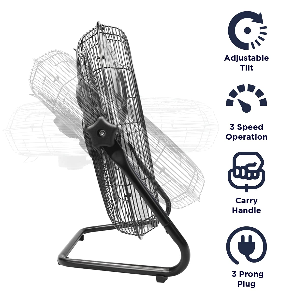 20 Inch 3-Speed High Velocity Metal Floor Fan R3413