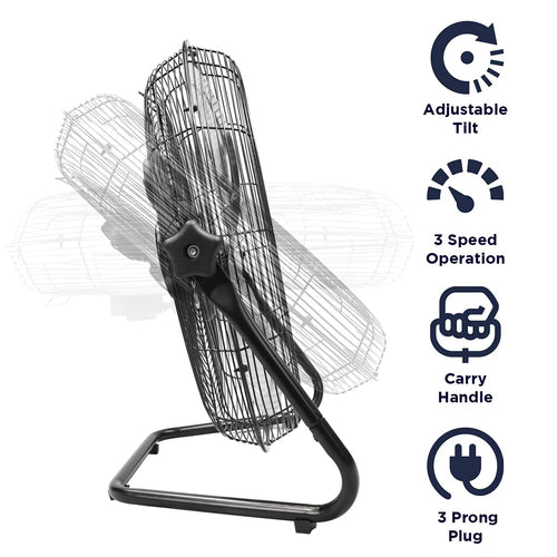 20 Inch 3-Speed High Velocity Metal Floor Fan R3413