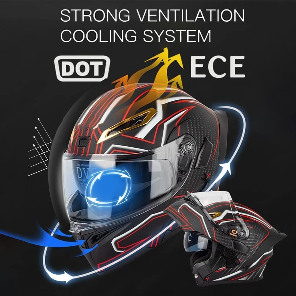 Bluetooth Modular Motorcycle Helmet with Flip Up Dual Anti-Fog Visors Q56307