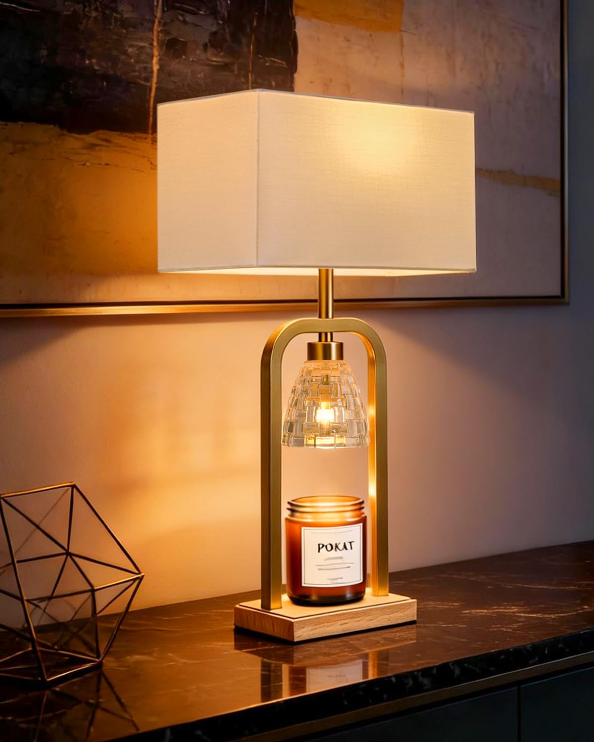 2 in 1 Gold Table Lamp with Candle Warmer S476663