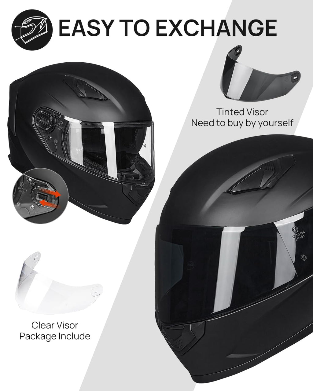 Full Face Motorcycle Helmet DOT Anti-Fog Pinlock U417567