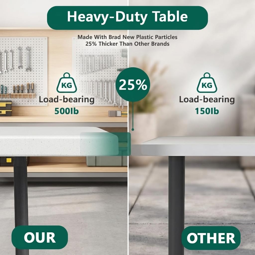 6FT Heavy Duty Plastic Folding Table with Steel Legs N86097