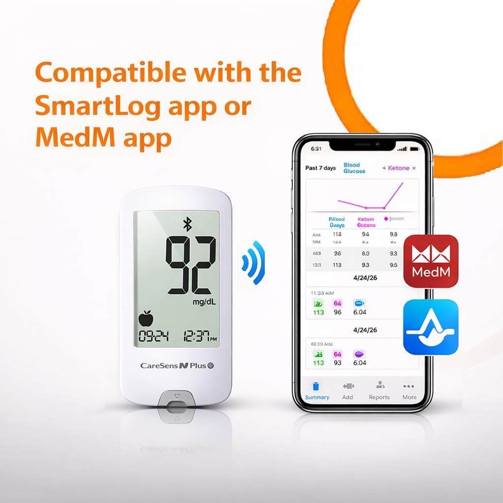 Bluetooth Blood Glucose Monitor Kit with 100 Test Strips and 100 Lancets P2377