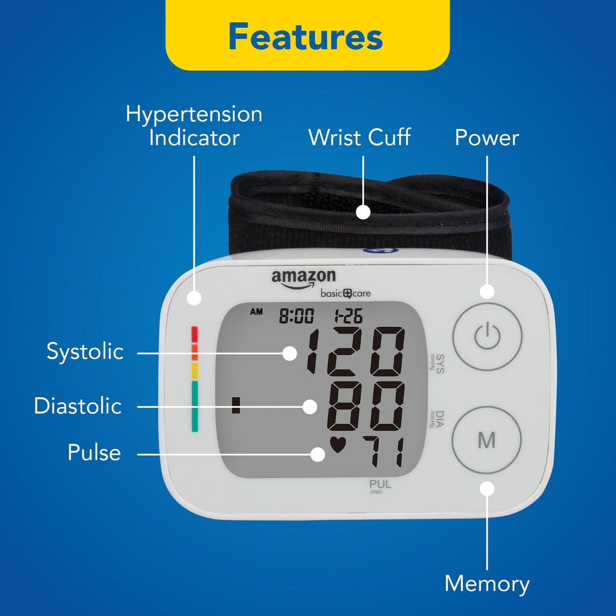 Wrist Blood Pressure Monitor with Large Display R104195
