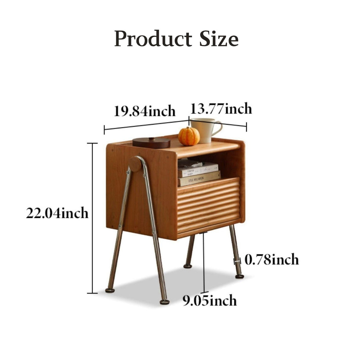 Cherry Wood Nightstand Set of 2 with Drawer W943436