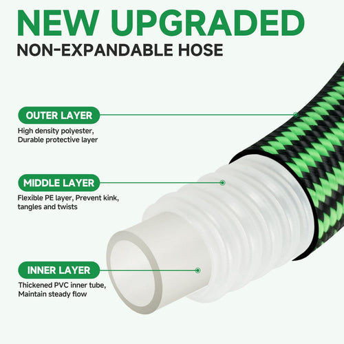 100FT Non-Expandable Kink-Free Garden Hose with Spray Nozzle R98947