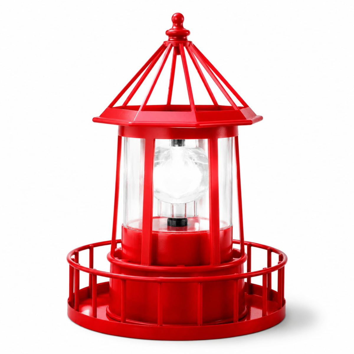 Solar Lighthouse Rotating Beacon Light Red Iron V12752