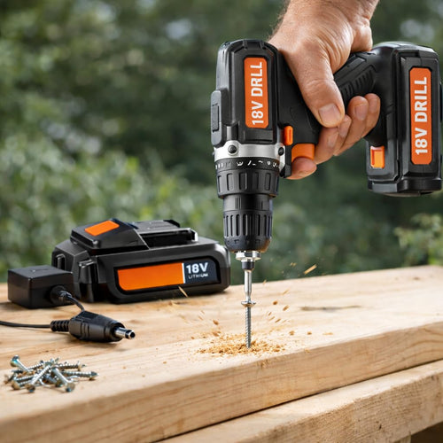18V Replacement Battery and Charger Kit with 3/8" Cordless Drill U5004
