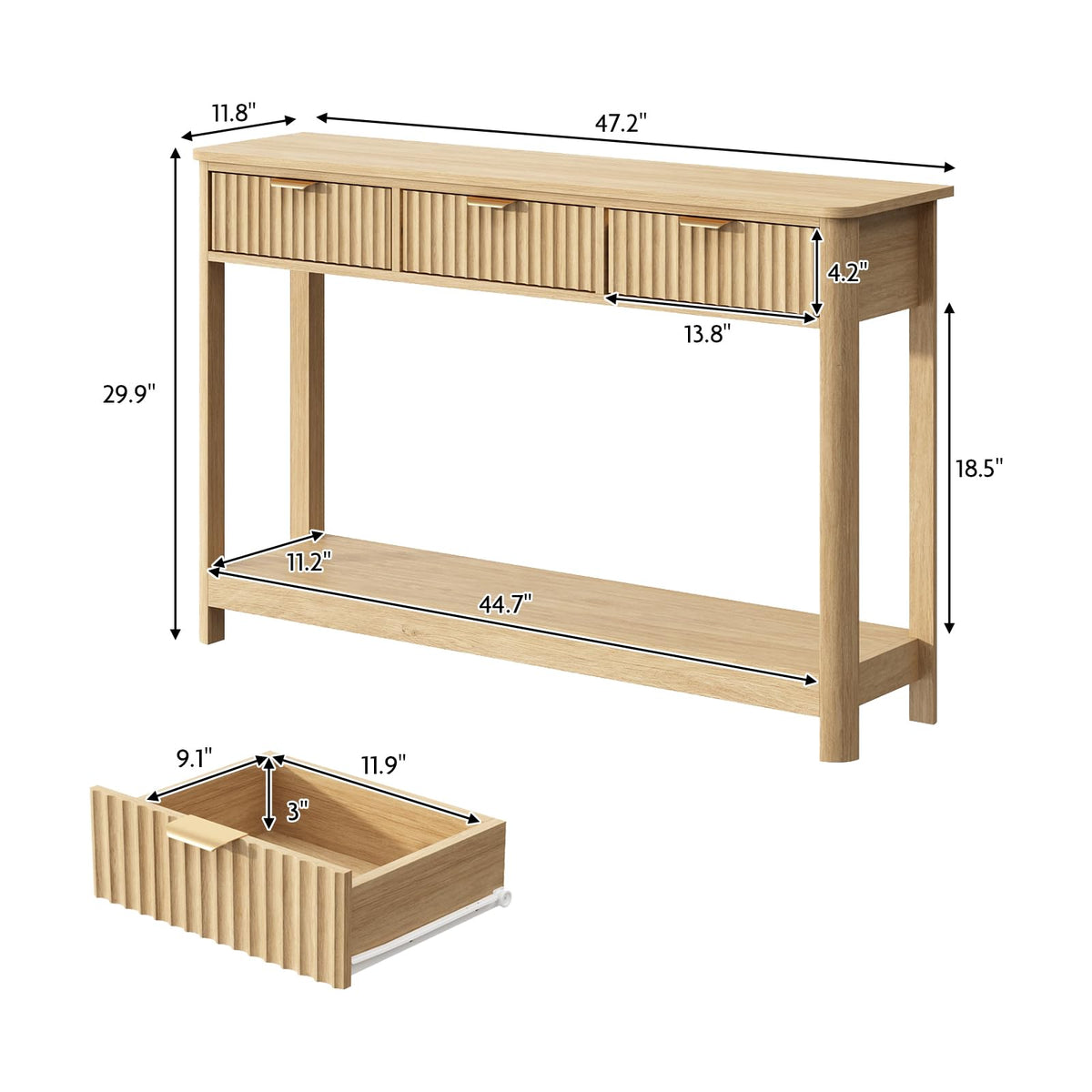 Fluted Console Table with Drawers Q85464