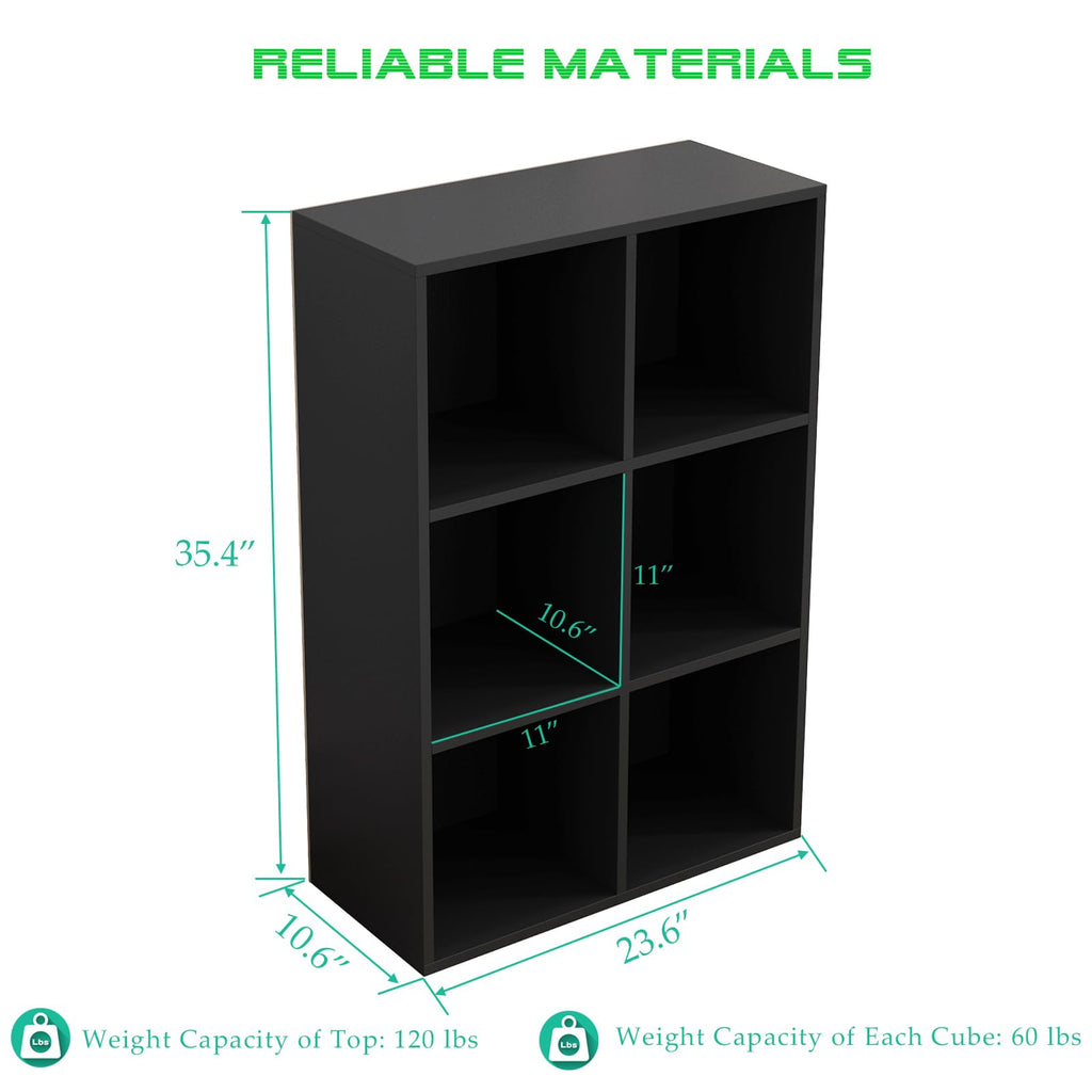 Black 6-Cube Storage Shelf Bookcase Z666