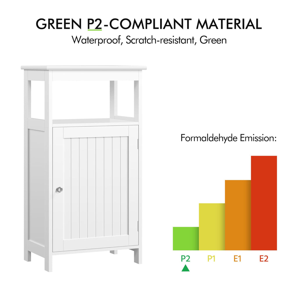 White Bathroom Storage Cabinet with Door & Open Shelf X52868