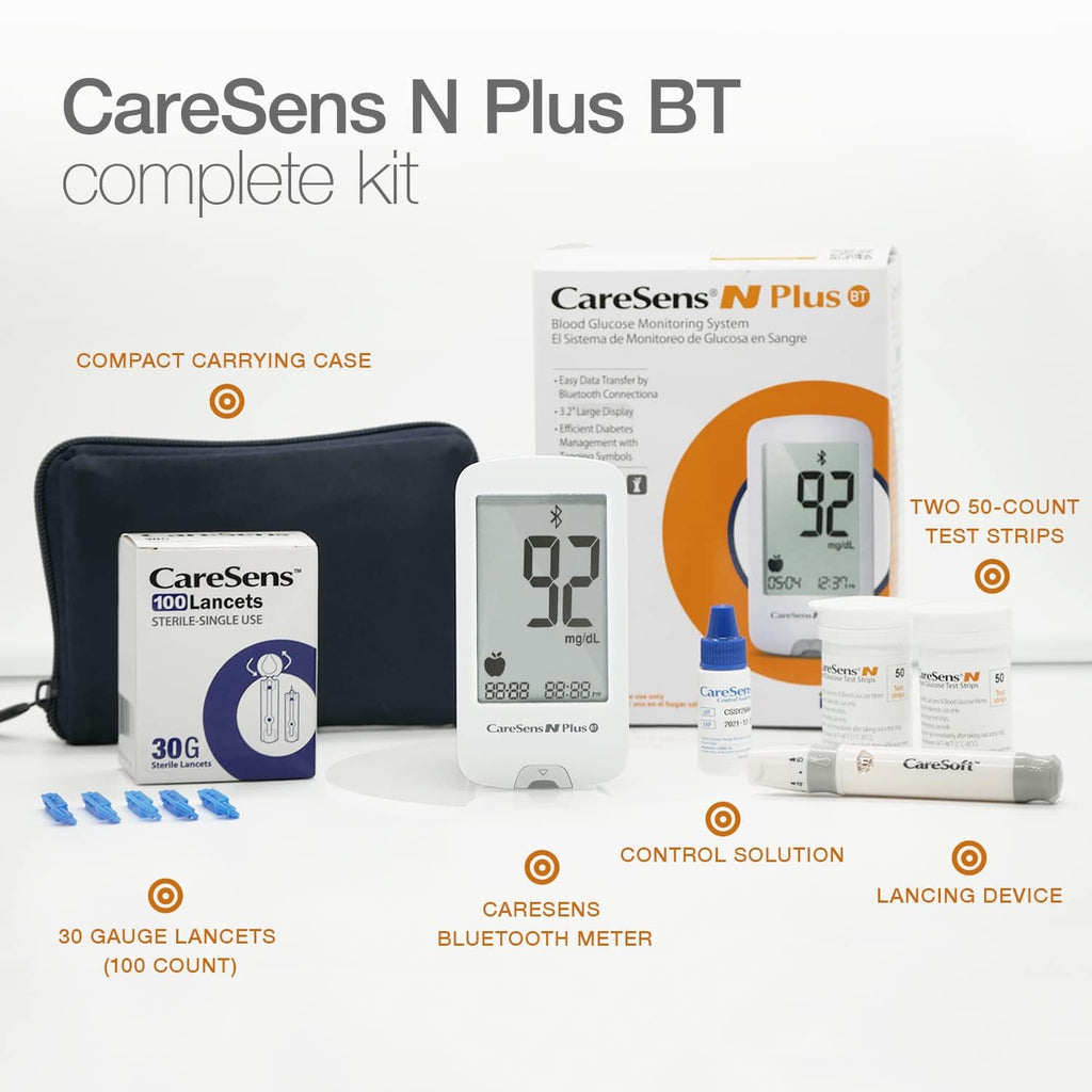 Bluetooth Blood Glucose Monitor Kit with 100 Test Strips and 100 Lancets P2377