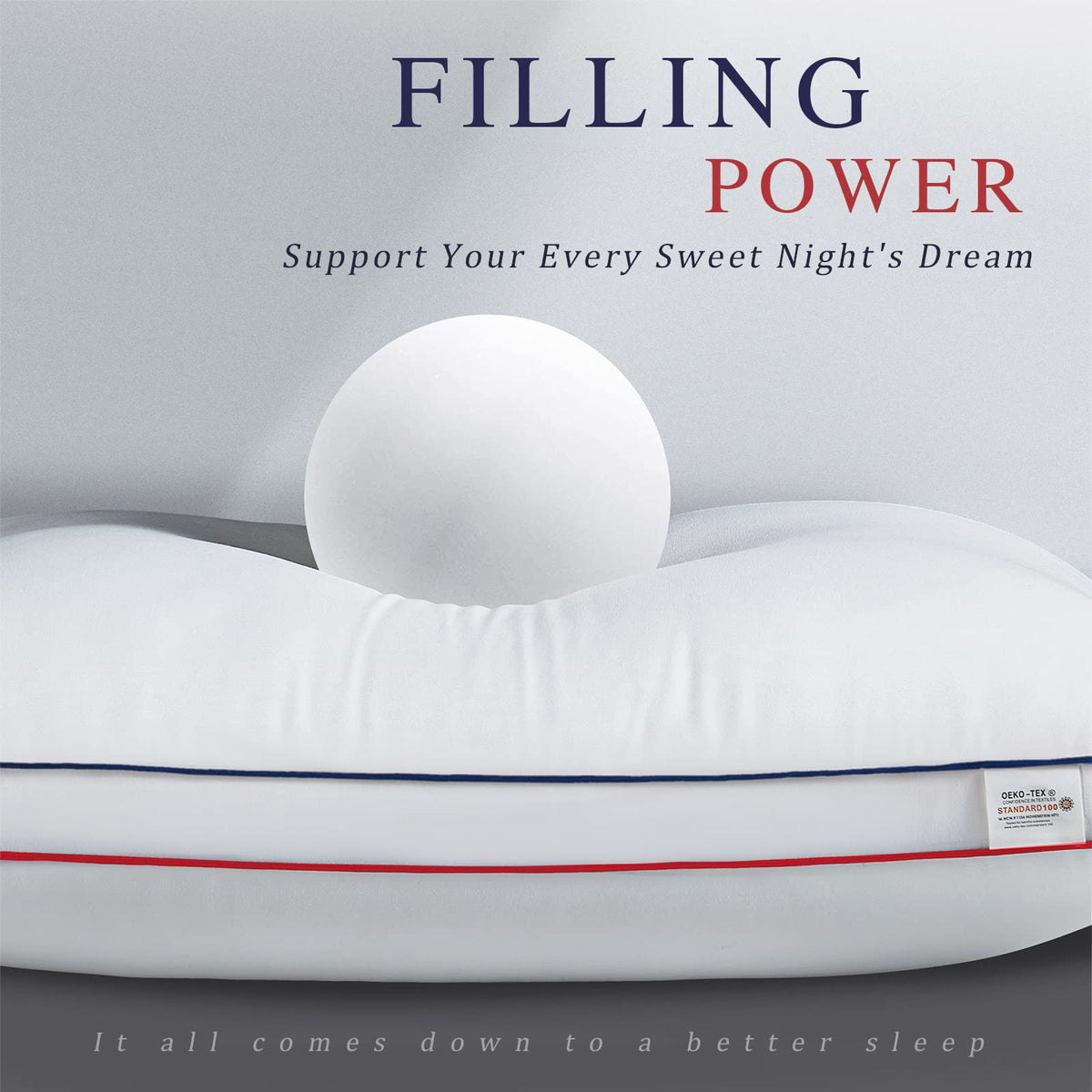 Queen Size Set of 2 Cooling Down Alternative Gusseted Pillows L173808