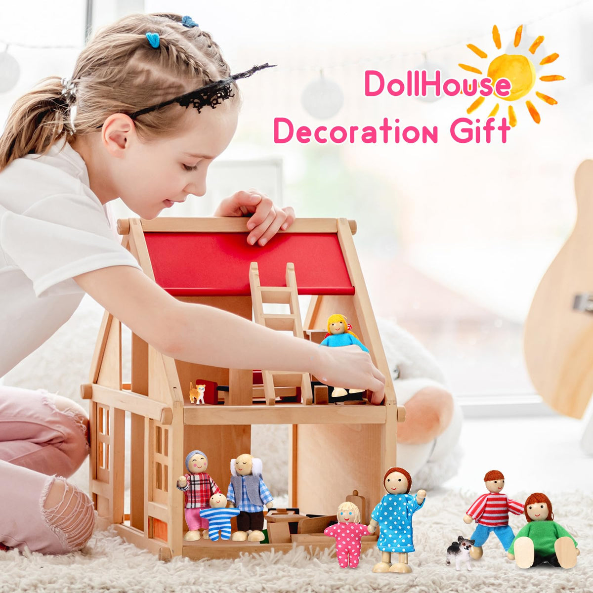 Wooden Dollhouse Family Set Mini People N929