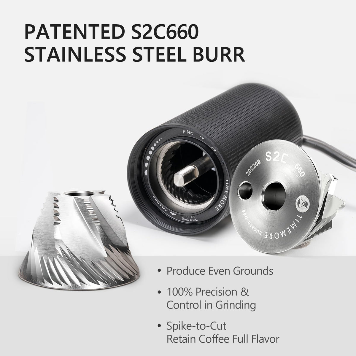 Manual Coffee Grinder Stainless Steel Conical Burr Black L104060