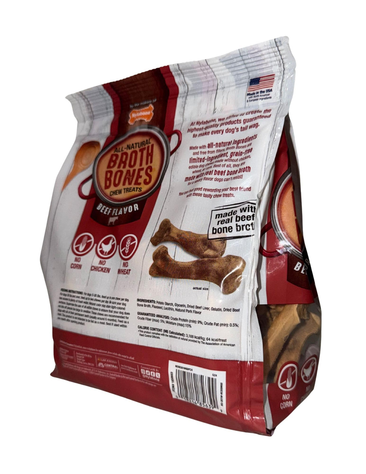 Beef Broth Bones Dog Treats 60 Count 2.6 Lb A229