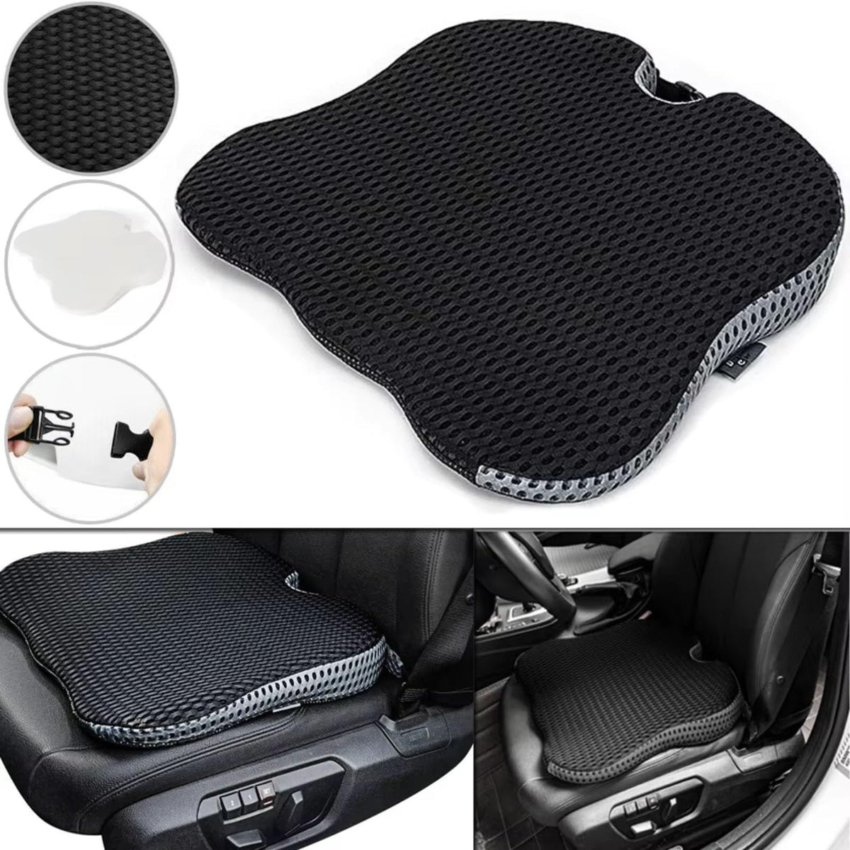 Grey Memory Foam Car Seat Booster Cushion V4341