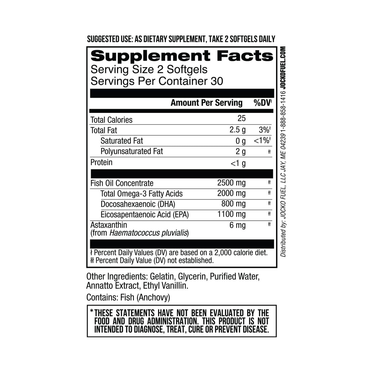 Omega 3 Fish Oil Supplement 2000mg Softgel B911