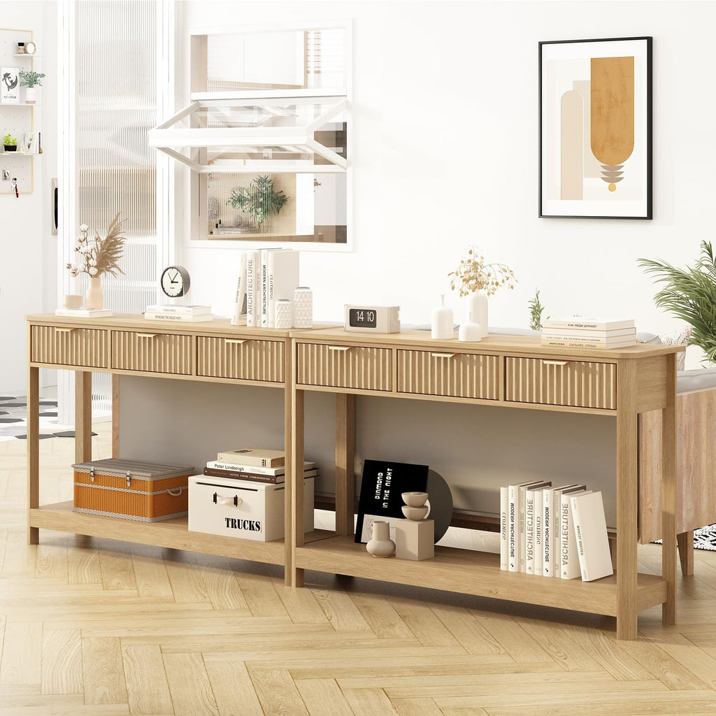Fluted Console Table with Drawers Q85464