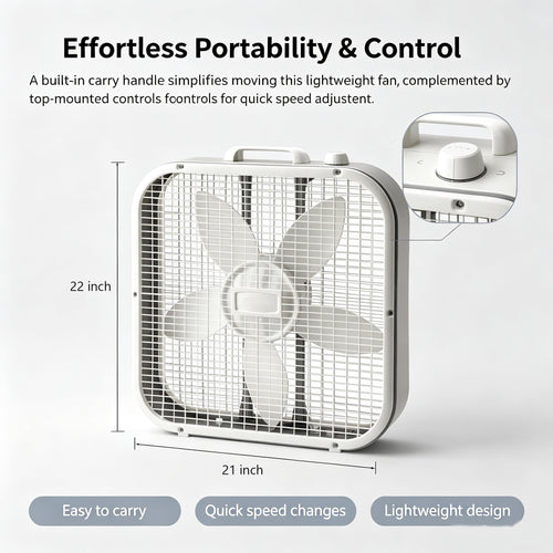 20 Inch 3-Speed Box Fan with Top Handle Z1376