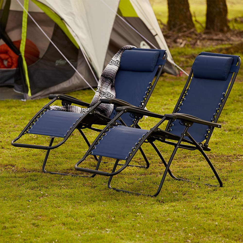 Blue 2 Pack Zero Gravity Folding Recliner Lounge Chair M8511