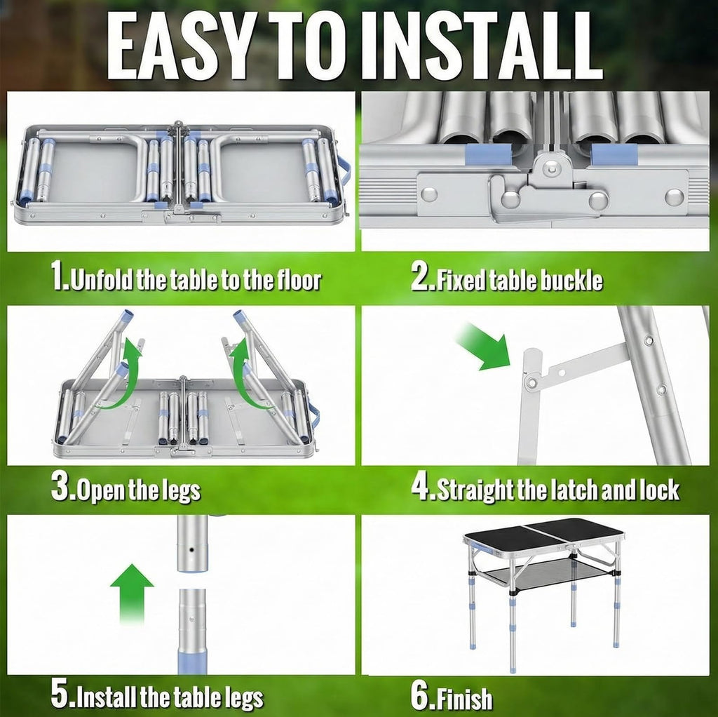 2FT Folding Table 3 Adjustable Height J682505