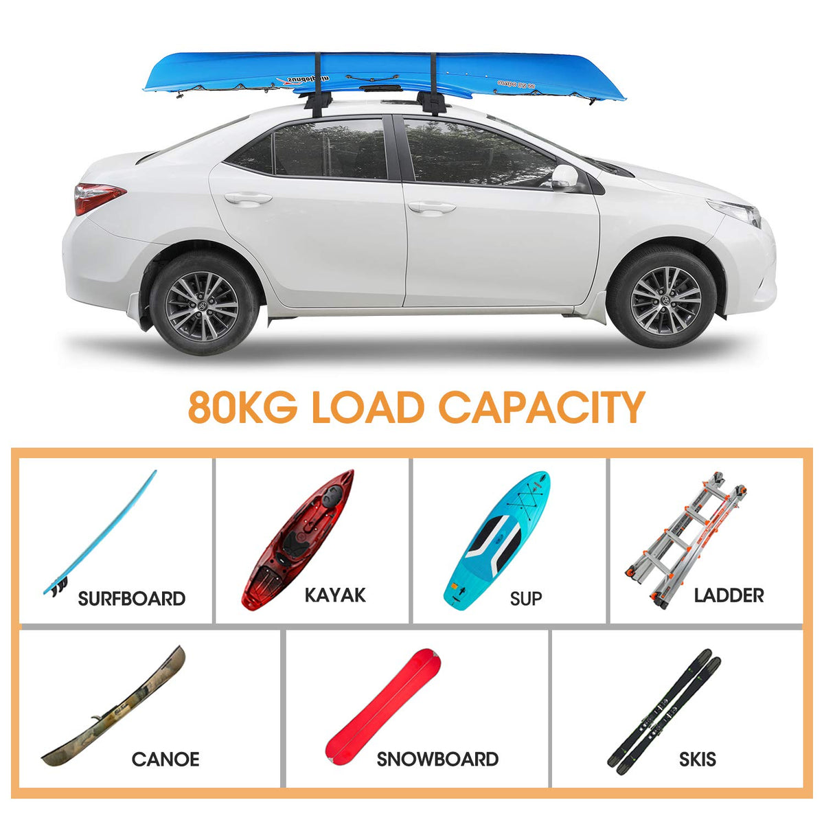 Soft Roof Rack Pads with Tie-Down Straps and Storage Bag N1863