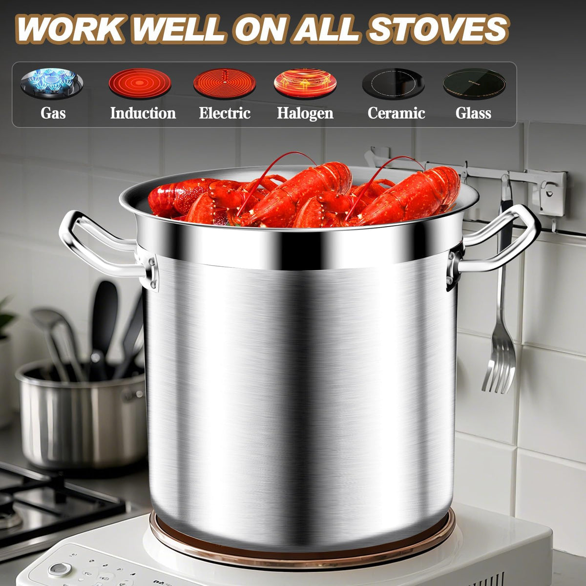 40QT Stainless Steel Stockpot with Lid I102