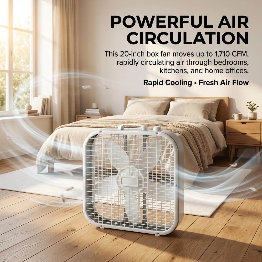 20 Inch 3-Speed Box Fan with Top Handle Z1376