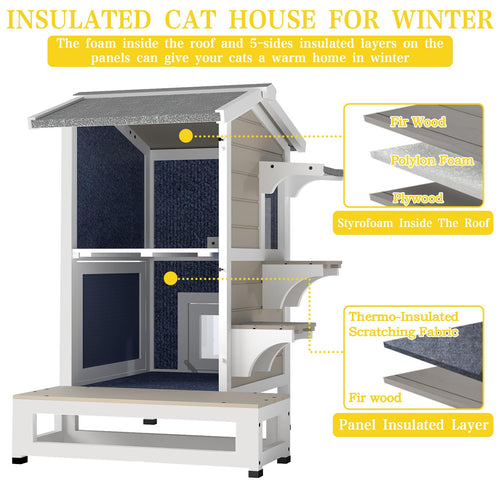 2-Story Insulated Outdoor Cat House O730