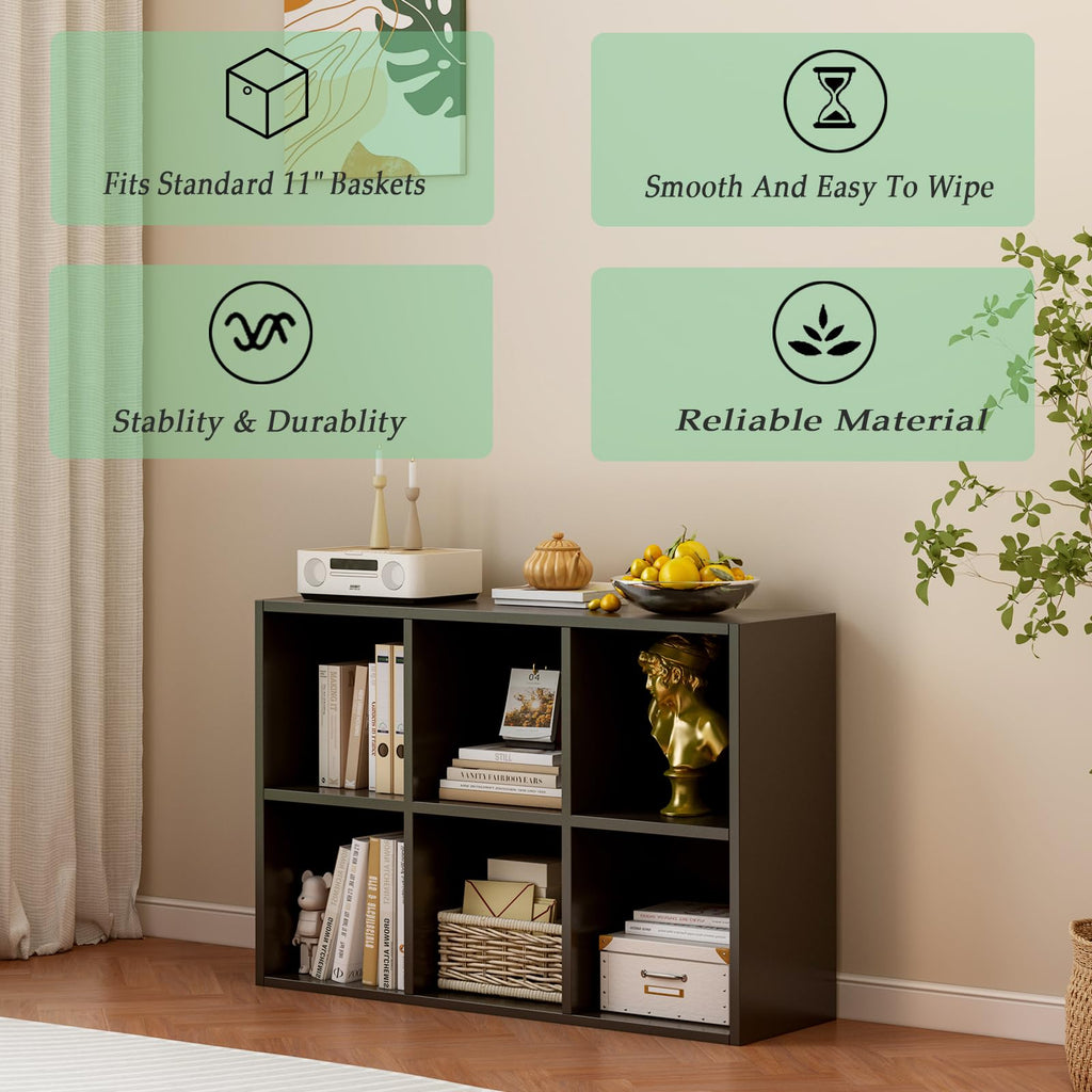 Black 6-Cube Storage Shelf Bookcase Z666