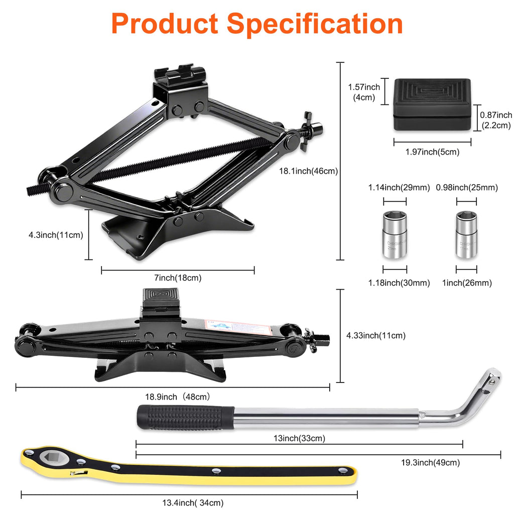 3T Scissor Jack Car Tire Changing Kit R612