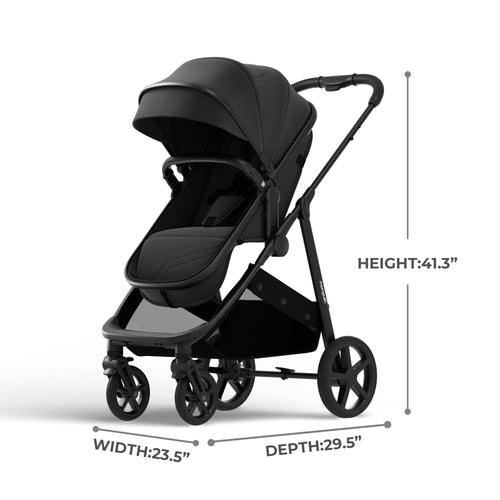 2-in-1 Bassinet Stroller Reversible Seat Black I245