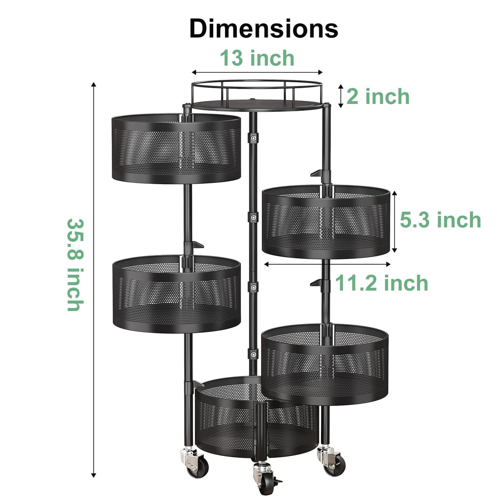 5 Tier Rotating Fruit Vegetable Basket Stand N456633
