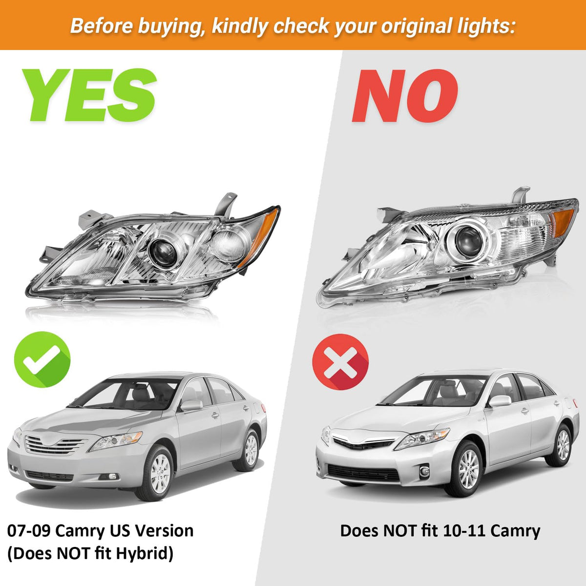 Anti-Fogging Headlights Assembly for Toyota Camry I358349