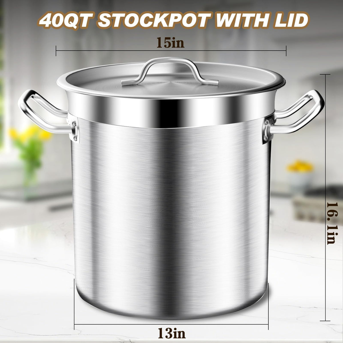 40QT Stainless Steel Stockpot with Lid I102