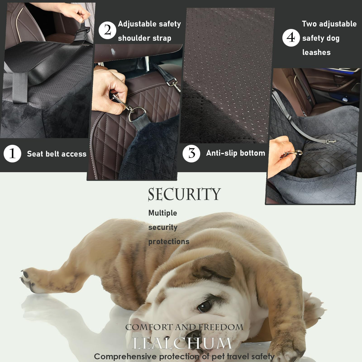 Dog Booster Car Seat for Small/Medium Dogs Up to 35lbs, Black, Medium E6504