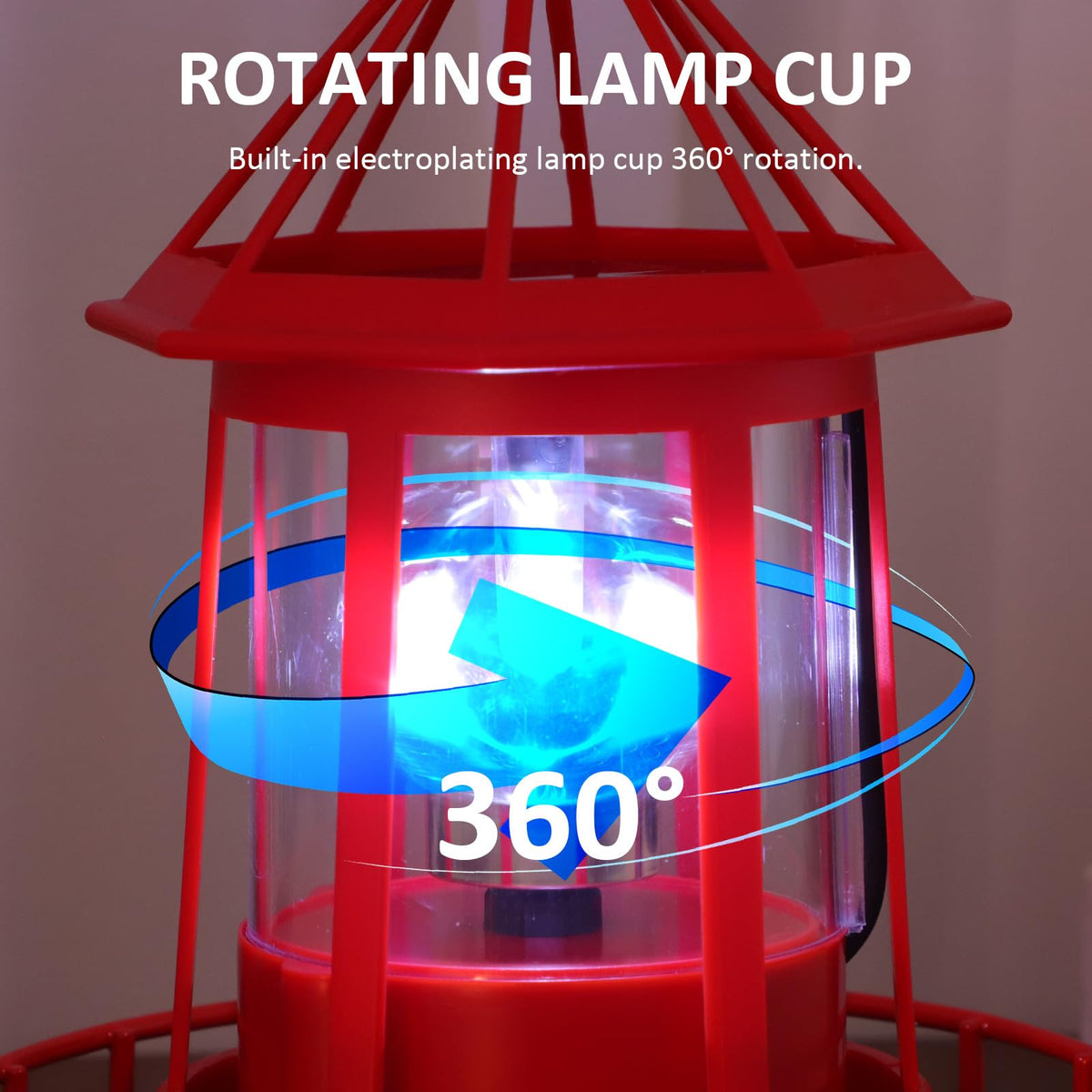 Solar Lighthouse Rotating Beacon Light Red Iron V12752