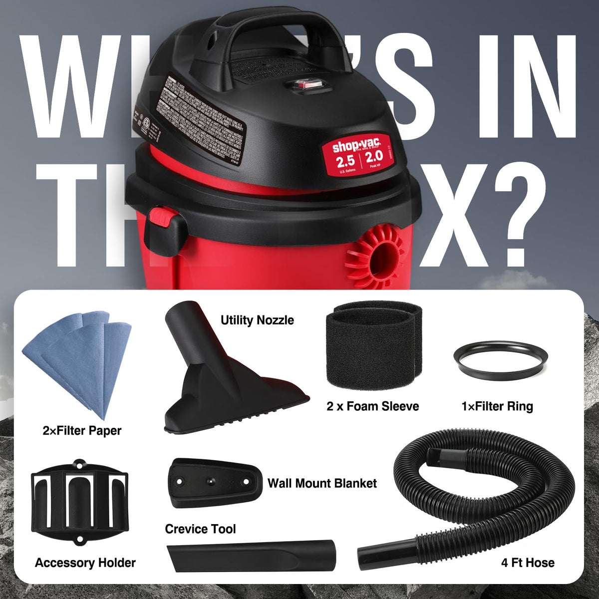 2.5 Gallon 2.0 Peak HP Wet/Dry Vacuum Q24110