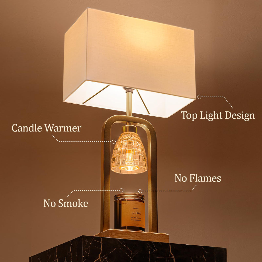 2 in 1 Gold Table Lamp with Candle Warmer S476663