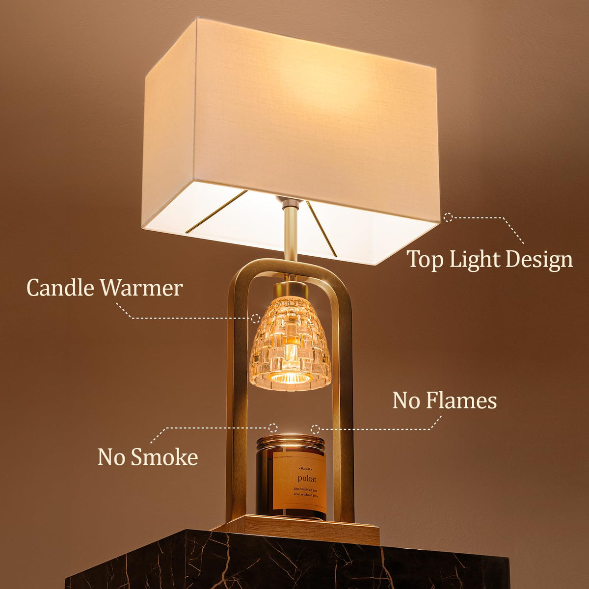 2 in 1 Gold Table Lamp with Candle Warmer S476663