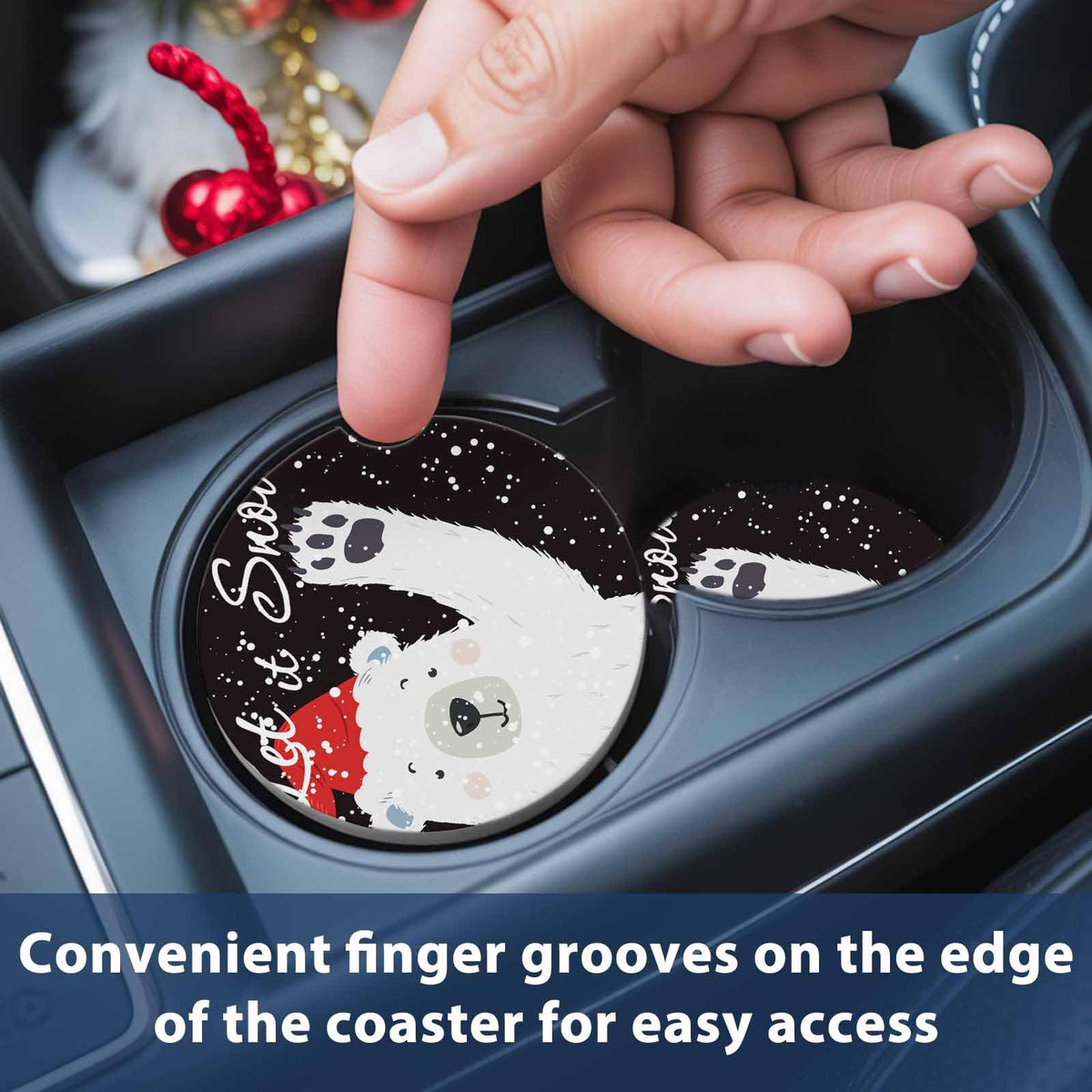 Absorbent Ceramic Stone Car Coasters Set of 2 H108034