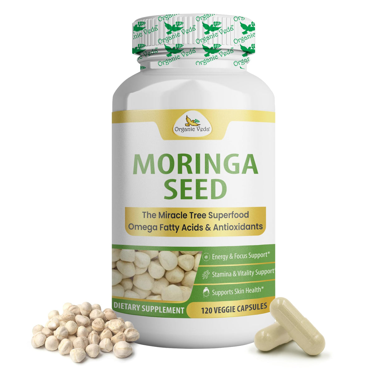 Organic Moringa Seeds Capsules 120 Vegan Capsules Z333060
