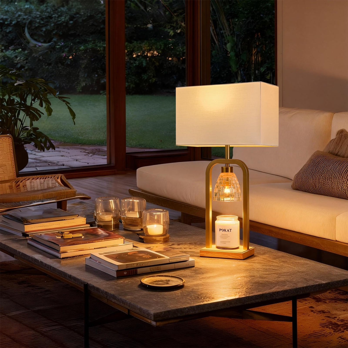2 in 1 Gold Table Lamp with Candle Warmer S476663