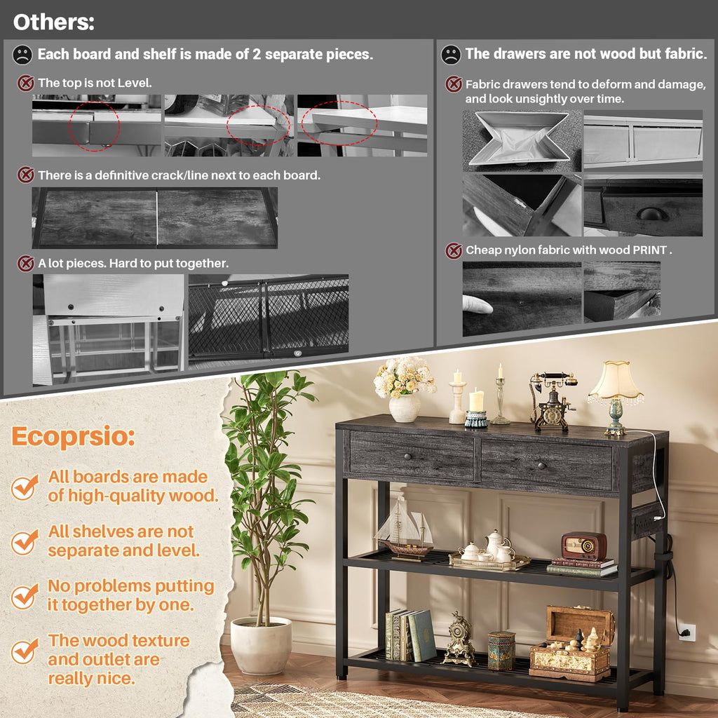 32" Entryway Table with Outlets and Drawers E773909