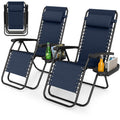 Zero Gravity Chairs Set of 2 Portable Folding Lounger with Pillow Cup Holder Q648